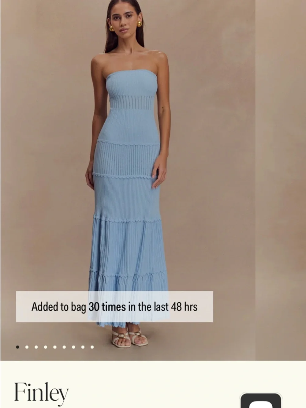 Finley Powder Blue Ribbed Tiered Maxi Dress - Picture 2 of 4